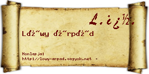 Lőwy Árpád névjegykártya